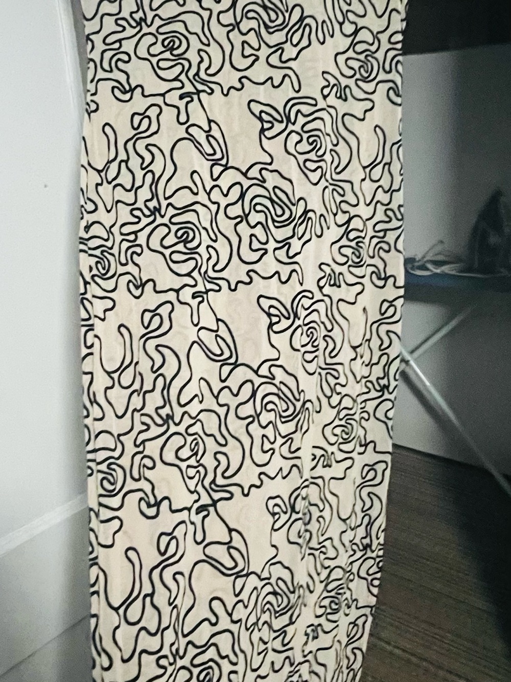 Beige and Black Abstract Print Maxi Dress